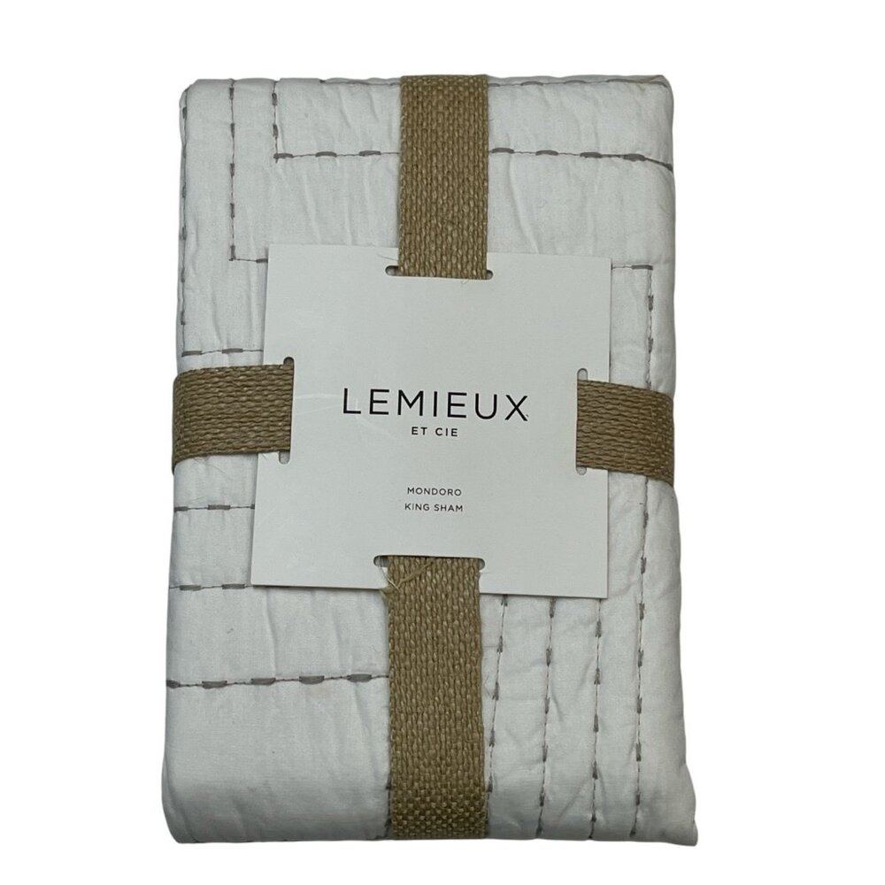 Lemieux Et Cie Mondoro Pillow Sham Standard White Stitched Clean Neutral Classic